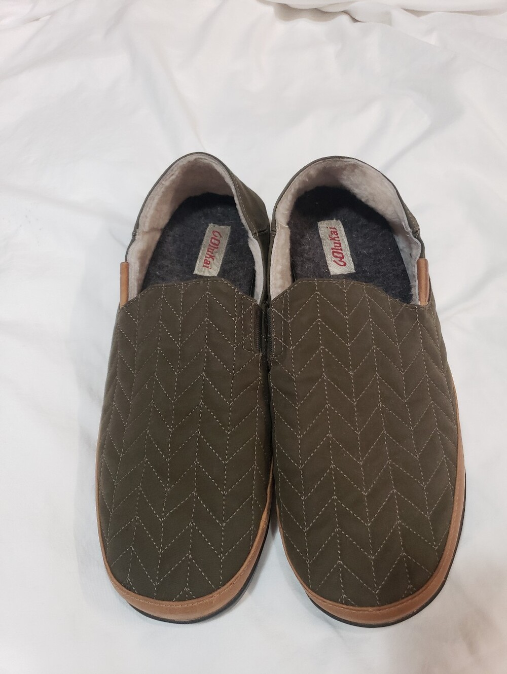 Olukai Hanohano Mens Indoor Outdoor Slippers Shearing Lining Size 15 Forestgreen